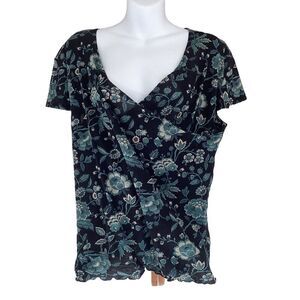Ninety floral semi sheer vintage top,  0215